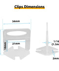 Tile Leveling System Kit With 400 Spacer Clips And 100 Reusable Wedges For Ceramic Tile And Stone Installation One Sixteenth Inch Leveler Tool Set dimensions diagram