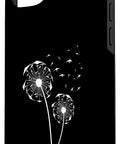 Lit Hang Glider Art Phone Case For iPhone 15 Plus with cool hang glide design and dandelion print, black polycarbonate shell.