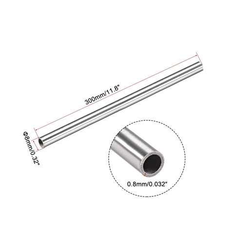 uxcell 304 stainless steel capillary tube, 4 pcs, 6.4mm ID x 8mm OD x 300mm length, 0.8mm wall