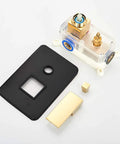 CUTPOIY Shower Set, Wall Bathroom Shower Mixers, Black Golden Brass Rainfall Concealed Shower System Embedded Box Mixer Valve, 16 Inch-A components, including valve and handle.