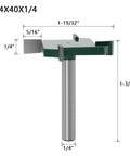 Pro Grade Spoilboard Surfacing Router Bit With 1/4 Inch Shank, 40mm Carbide Planer Cutter For CNC Woodworking, dimensions shown