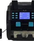 Professional Cash Counter Machine With Smart Dupe Detector And Automatic Bill Sorter with LED display and bills being counted.
