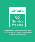 Front view of Cricut Genuine Product badge on teal background; rounded white card with checkmark and Genuine Product