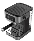 No Fuss Electric Coffee Machine With Built In Milk Frother Barista Grade Cappuccino Maker showing sleek design and removable water tank.