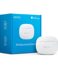 SmartThings Multipurpose Zigbee Sensor For Doors And Windows With Temperature Vibration Tilt Detection And Real Time Phone Alerts Works With Your Hub System shown next to its packaging.