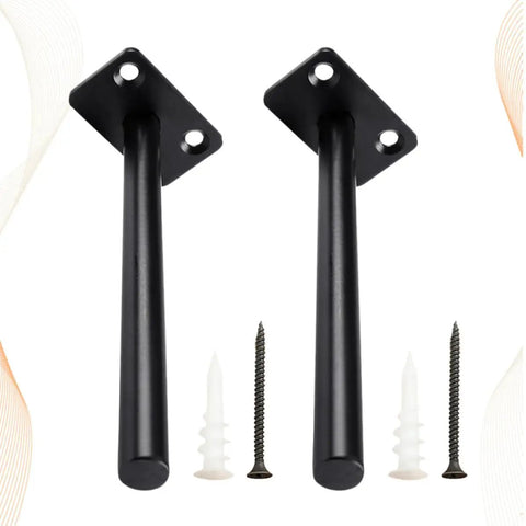Two Pack Dope Heavy Duty Black Hidden Shelf Brackets For Wall Mounted Floating Shelves Made Of Stainless Steel with screws
