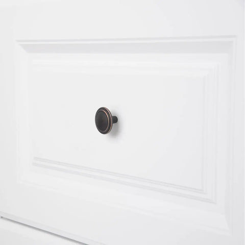 Oil Rubbed Bronze Cabinet Knobs 1.25 Inch Diameter, Straight Top Ring Style, 10 Pack With Mounting Screws For Easy Install, Classic Rustic Hardware For Kitchen Cabinets And Drawers