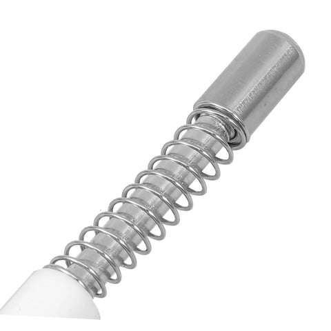 Close-up of a metal spring component from Four Pack Crib Latch Window Screen Pin Set Spring Loaded Bed Latches Window Screen Repair Kit.