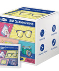 Lens cleaning wipes box, LanDent brand, 300 pcs, individually wrapped for eyeglasses and sunglasses