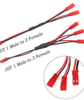Y Harness Splitter Kit for RC Cars and Traxxas TRX-4 showing JST 1 Male to 2 Female and JST 1 Male to 3 Female adapters