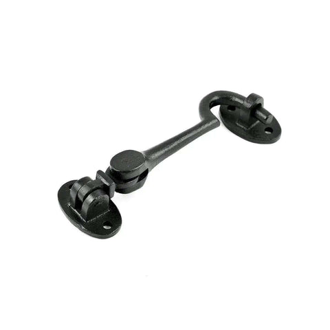 Heavy Duty 4.5 Inch Black Wrought Iron Swivel Style Hook And Eye Door Latch With Mounting Hardware For Rustic Colonial Look Built To Last