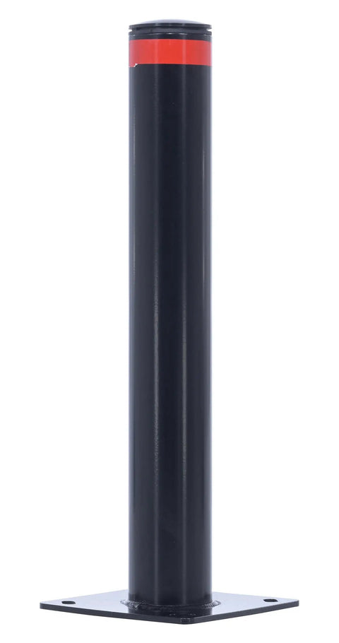 Badass 24 Inch Steel Garage Safety Bollard Wall Defender Pipe Guard With Pre Drilled Mounting Holes Matte Black Finish side view
