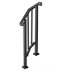 Heavy Carbon Steel Handrails For Outdoor Steps One Step Stair Rail Kit with black powder coat finish.