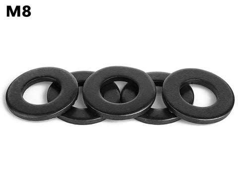 100 Piece Steel Fasteners Kit With 50 M8 Flat Washers And 50 M8 Split Lock Washers Black Oxide Finish Metric Hardware