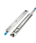 Heavy Duty Drawer Slides 1 Pair Concealed Bottom Mounted Runners With Hidden Under Drawer Design For A Clean Look And Smooth Beefy Glides In Everyday Use For Any Task Anywhere. silver steel concealed bottom-mounted drawer slides with blue release clips
