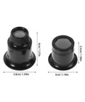 Five Piece Jewelers Loupe Set With Holder 3X 5X 10X 15X 20X Monocular Magnifiers, two black magnifiers with dimensions