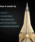 Close-up of Pro Grade 50Pcs Tattoo Cartridges Needles 12 Standard 15RM Disposable Supply Curved Magnum Class A needle tip