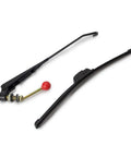 Universal Fifteen Point Six Inch UTV And Golf Cart Wiper Blade With Manual Arm Kit includes wiper arm and sintered metal blade.