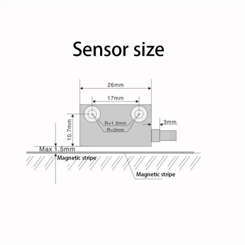 Diagram of sensor size for High Precision Magnetic Scale With LCD Readout For Linear Displacement And CNC Encoder Applications