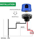 Wiring diagram for One Pack Photocell Light Sensor Receptacle With Locking Twist Lock Base, showing connections for installation.