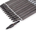 12 pack of 7.5 Inch Carbon Crossbow Bolts with 2 Inch Red Vanes and 100 Grain Broadhead Tips, ideal for 50lb crossbows.