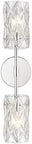 Two Light Crystal Wall Sconce In Polished Chrome Finish With Clear Crystals Modern Contemporary Style Hardwired Wall Mounted Fixture