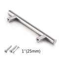 Stainless Steel Hollow Tube T Bar Cabinet Handles Pack Of 30 Brushed Nickel Finish 150mm with included screws