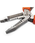 Heavy Duty 8 Inch Wire Stripper Tool With Integrated Shear Cut Cutter And Drop Forged Steel Blades And TPR Grips close-up view
