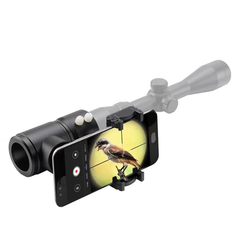 Rifle Scope Mount Camera Adapter For Smartphones For Hunting And Birding With Dual Viewing Angles And 90 Degree Observation in use