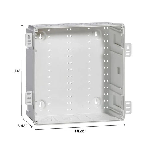 14 Inch Wireless Structured Media Center Enclosure White No-Fuss With WiFi Transparent Design, Tool-Free Door Install, Ratcheting Hinge