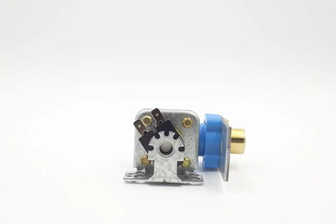 Front view of Beefy 115 Volt Water Inlet Valve Replacement 7601123 76 0112 3 for ice makers, showcasing metal and plastic components.