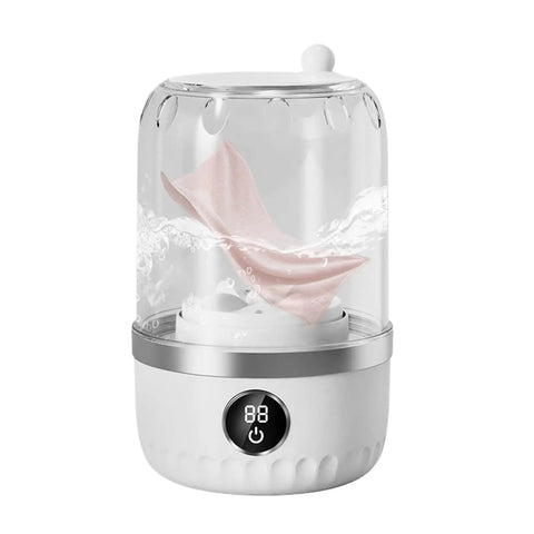 Compact Portable Washing Machine For Travelers And Students slick laundry appliance for delicate fabrics in water, 88 degrees display.