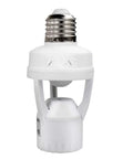 Motion Sensor Light Socket With E26 Screw Bulb Adapter Auto On Off Night Light PIR Smart Sensor Bulb Adapter For Storage Rooms And Garages Easy Install Works With E26 And E27 Bulbs, white plastic