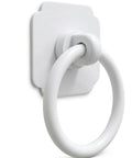 Side view of Large White Ring Bi-Fold Closet Door Pulls With Protective Base 1-3/5 Inch, modern minimalist hardware on wall.