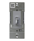 Top Shelf Buttery Smooth Toggle LED Dimmer Light Switch Featuring Advanced Flicker Free Tech Up To 150 Watts For Hassle Free Home Lighting Control In Clean Black One Pack back view with calibration button.