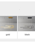 Modern LED Pendant Lamp for Dining Room Kitchen Living Room Bedroom Black Rectangle Dimmable Chandelier, gold and black color options.