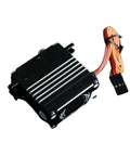 Heavy Duty RC Digital Servo Featuring A Coreless Motor With Full Metal Gears showing a rugged black design and connector cable.