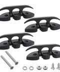 4 Pack 5 Inch Folding Dock Cleat Flip Up Cleat With Long And Short Screws M6 Nylon Black 2 Holes Saltwater Ready Marine Grade Hardware For Boats Deck Mount Dock Gear That Holds Up In Saltwater