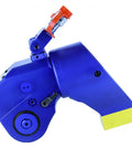 Rock Solid Hydraulic Torque Wrench Featuring Square Drive And Anti Corrosion Alloy Construction designed for fast operation cycles, blue angle view.