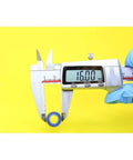 Measuring Heavy Duty Hybrid Ceramic Bearings 8x16x5mm Abec-1 with calipers showing 16mm outer diameter.