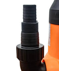 Close-up of heavy duty 0.5HP submersible utility water pump connector for handling clean and dirty fluids smoothly.