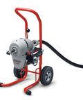 No Nonsense Heavy Duty Electric Pipe Cleaning Machine for two to eight inch drain lines with cable drum and instant clutch.