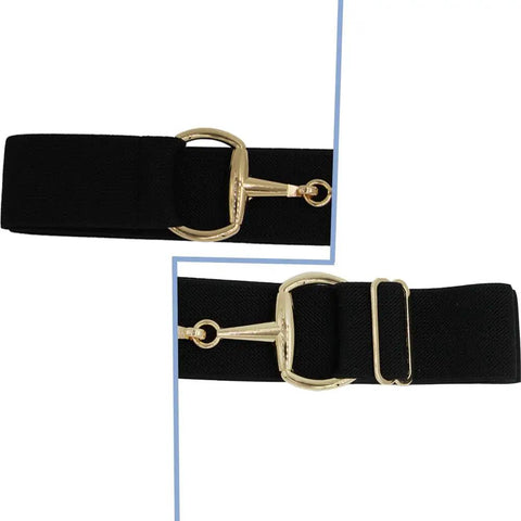 1.5 Inch Elastic Equestrian Belt With Buckle And Leather Key Strap For Horseback Riding Gear Dope Stretch Fit Gold Finish