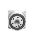 Front view of 50:1 Harmonic Gear Drive Reducer for Nema 17 Stepper Motor Robots, small strain wave gearbox rotary reduction actuator.
