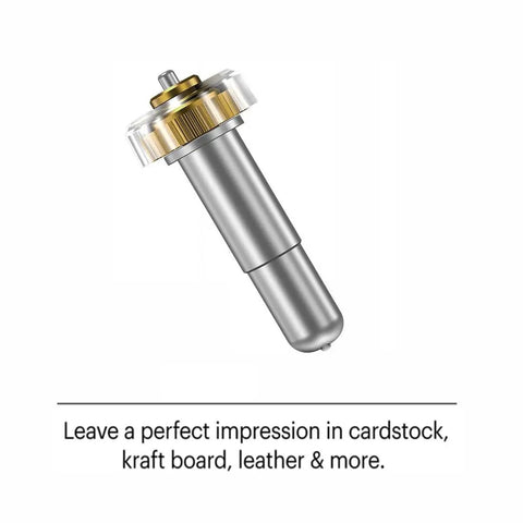 Smooth Operator Debossing Tip And Drive Housing With Rolling Steel Ball Perfect For Cricut Maker 3 And Maker 4 Machines Killer Results On Heavy Foil Cardstock Paper Projects close-up showing steel tip for precise debossing.
