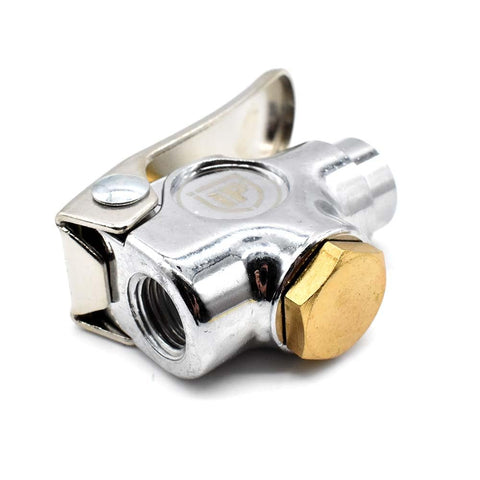 VL700 Two Way Lever Valve With One Quarter Inch NPT Female Inlets And Outlets For Pneumatics, Chrome Plated Die Cast Body And Brass Parts