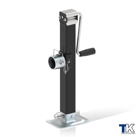 Rugged 8000 Pound Pipe Mount Tongue Jack With 15 Inch Lift And Adjustable Drop Leg Swivel Weld On Trailer Jack