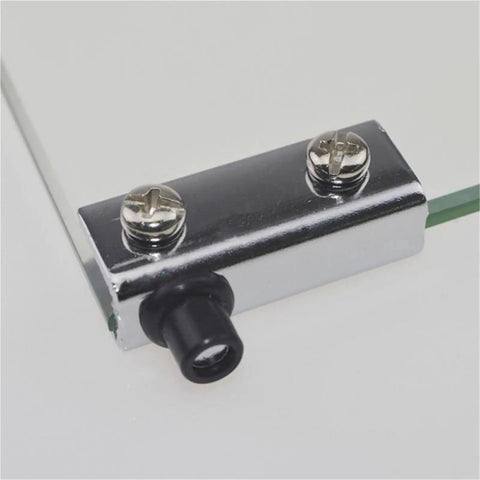 Close-up of Two Pack Glass Door Pivot Hinges For Cabinets Wardrobes TV Cabinets And Bookcases Silver Clamp Clip Hardware