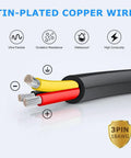 18 Gauge 3 Conductor Low Voltage Wire 65.6ft Black Red Yellow 3 Wire Cable With PVC Jacket Tinned Copper For LED Lighting
