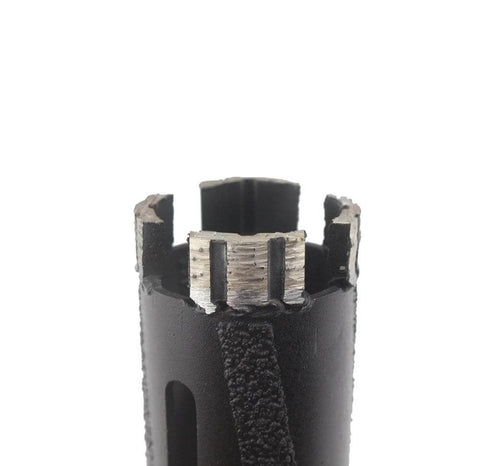 Dry diamond core drill bit for granite, 1-3/8 in, black steel body with silver segmented edge